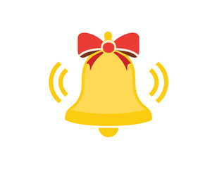 Yellow Bell with Red and Brown Bow and Sound Waves Icon
