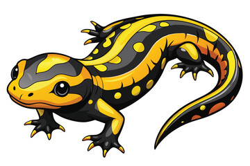 Striking Salamander with Bold Yellow Markings A Captivating Amphibian Illustration Showcasing Nature's Vibrant Colors and Unique Patterns