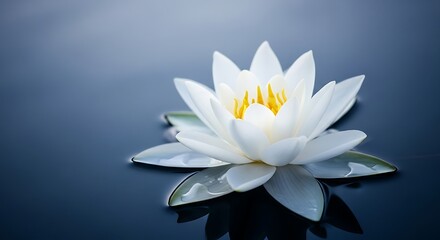 White lotus flower on calm water