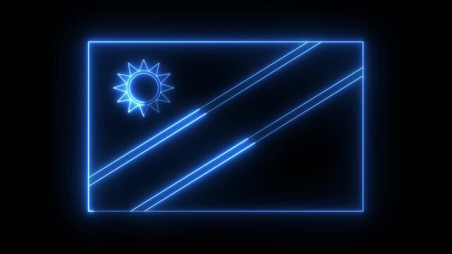 glowing neon Namibia flag icon animation on black background. Neon Namibia flag in trendy stylish colors. 4K Video motion graphic animation.