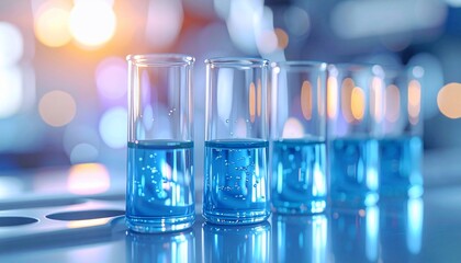 Blue Liquid in Test Tubes: Scientific Research in a Lab