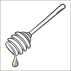 honey dipper icon silhouette vector set hand drawn illustration on white background.