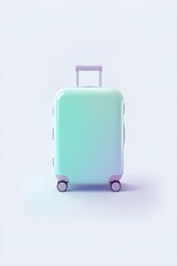 Stylish pastel suitcase ready for vacation travel adventures against a clean white studio background