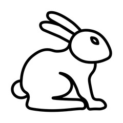 Rabbit Illustration Sitting, Isolated on White Background