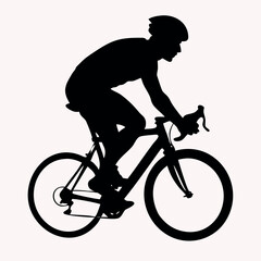 Cyclist Silhouette on Road Bicycle