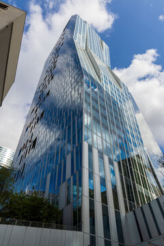 Puteaux, France - August 5, 2025: The Tour Majunga is a skyscraper located in La D&eacute;fense, near Paris, France. 