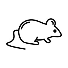 Mouse Illustration in Line Art Style Isolated on White Background