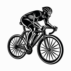 Cyclist Silhouette on Road Bicycle