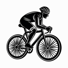 Cyclist Silhouette on Road Bicycle
