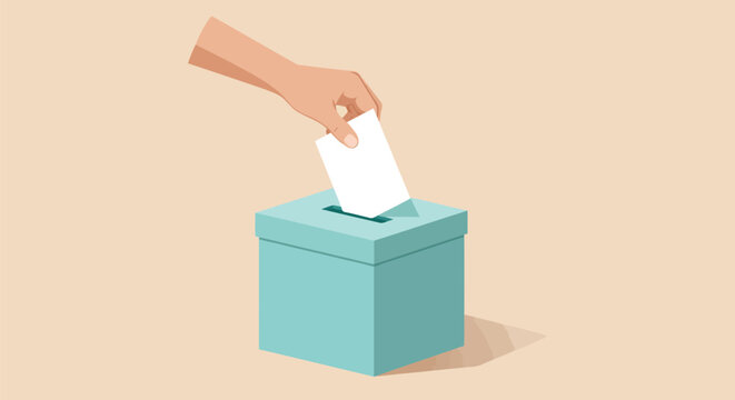 Hand casting vote into ballot box election concept illustration vector