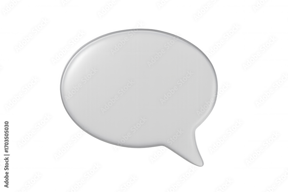 Poster 3d rendering of a white speech bubble on a transparent background, ideal for communication, social m