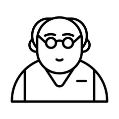 Elderly Man Icon in Line Art Style isolated on white background