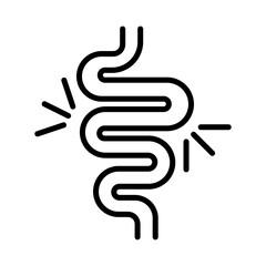 Intestine Icon with Irritation, Isolated on White Background