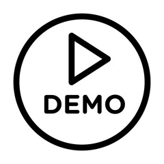 Demo Button Icon in Circle with Play Symbol Isolated on White Background