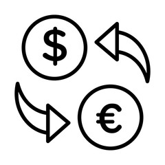 Currency Exchange Icon with Arrows, Isolated on White Background