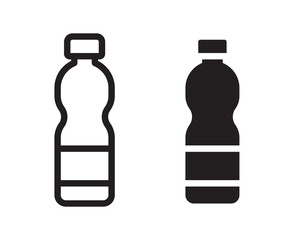 Water bottle icons. stroke line and black solid icons. Protein shake icon in black modern and lines. Soda icon set. soda can sign. for mobile concept and web design. vector illustration on white backg