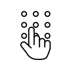 Hand Interacting with Padlock Icon, Isolated on White Background