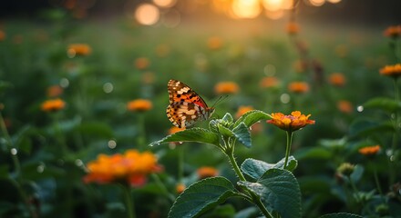 Golden Hour Butterfly: Meadow's Embrace