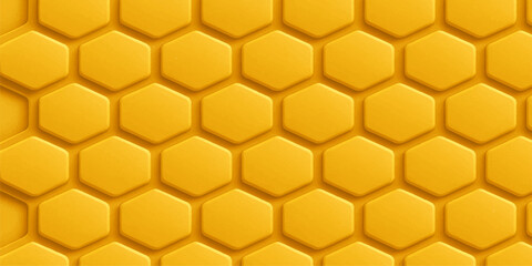 Honeycomb seamless pattern background with hexagon cells in yellow vector illustration