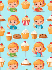Little Boy and Girl Sharing Treats and Yielding Seat Vector Illustration Set