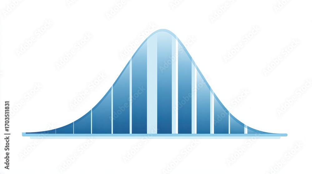 Poster a blue graphical representation of a bell curve, illustrating statistical distribution or probabilit