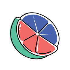 Obraz premium Vibrant Slice of Citrus A Playful Cartoon Fruit Illustration with Bold Colors and Modern Design Aesthetics that Pop