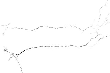 Two thin cracks isolated on transparent background with clean png overlay
