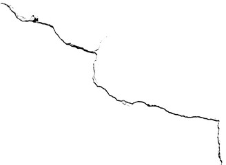 Realistic isolated thin crack with detailed texture on transparent background png file
