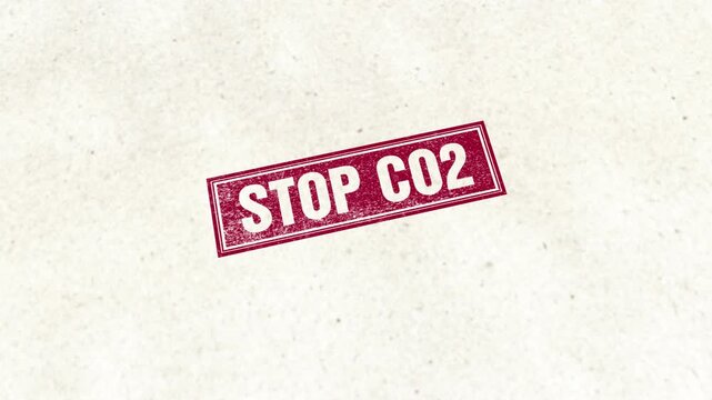 Stop CO2 Rubber Stamp Seal Animation on White Paper