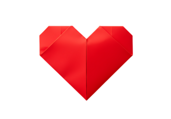 Red Origami Heart on Black Background isolated on transparent background