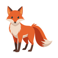 Obraz premium Cartoon fox vector illustration – cute wild animal with fluffy tail, isolated woodland character for kids design, mascot and coloring book