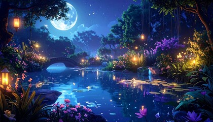 Obraz premium A dark blue night sky with clouds and stars over a tropical sea with a Christmas tree on the landscape