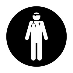 black and white illustration of doctor icon