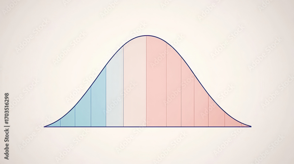 Aufkleber a simple bell curve graphic featuring blue and pink sections, often representing statistical distrib