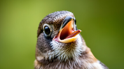 Obraz premium Close-up of a songbird with its beak open