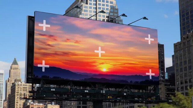 Billboard Advertisement Sunset Mockup in Cityscape