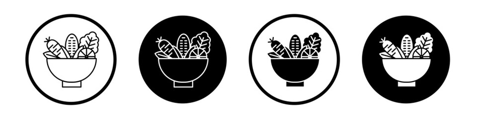 Vegetable salad meal icons pack in black and white versions for web.