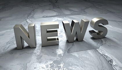 Silver News Typography on Textured Gray Stone Background