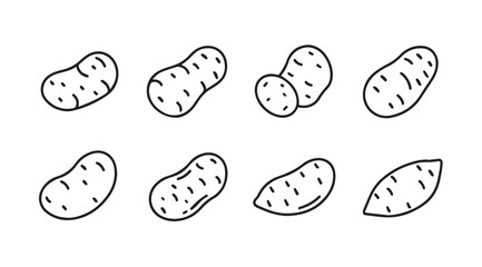 Collection of hand drawn potato illustrations in a simple silhouette style