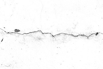 Large thin crack with cement stains and damage on old wall texture png