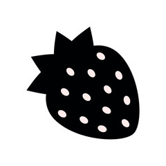 Stylized black silhouette strawberry icon isolated on white background