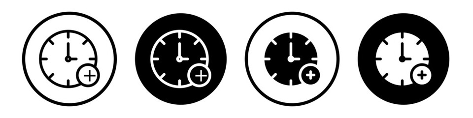 Plus hours icons pack in black and white versions for web.