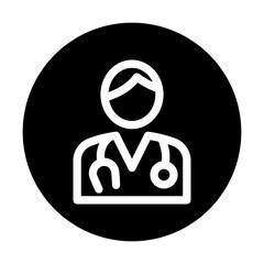 black and white illustration of doctor icon
