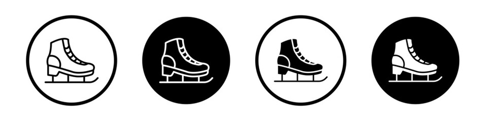 Ice skating icons pack in black and white versions for web.