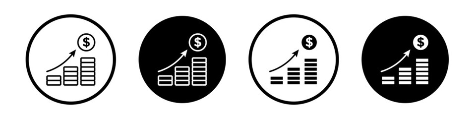 Fund growth icons pack in black and white versions for web.