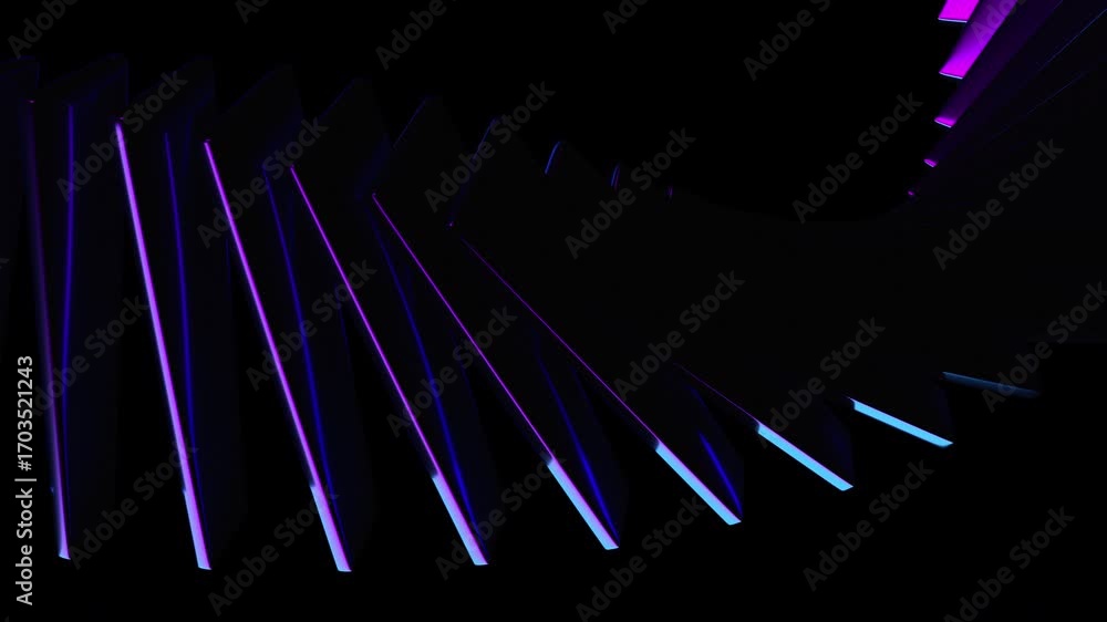 Poster abstract purple shape on a black background, 4k seamless loop animation, 3d render