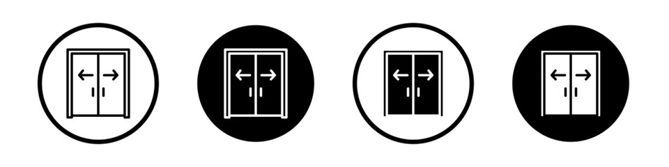 Automatic opening door icons pack in black and white versions for web.