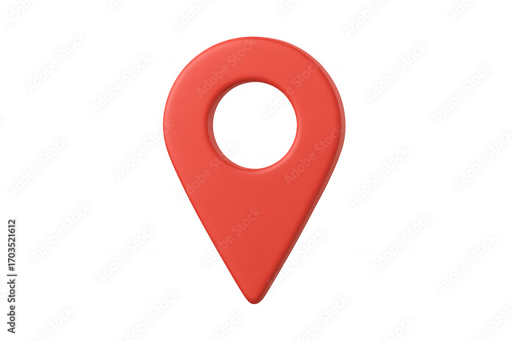 Poster location pin marker highlighting geographic position, glowing red against transparent backdrop, perf
