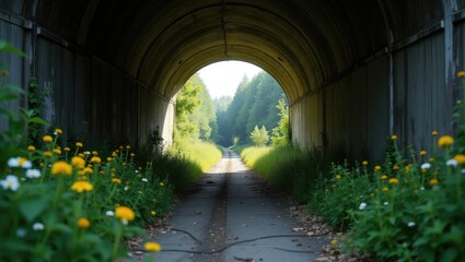 Abandoned houses,overgrown ruins,rusted machinery reclaimed by nature