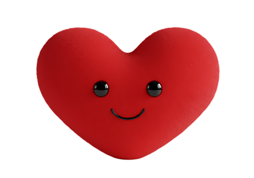 Smiling Red Heart A Cute Visual Element isolated on transparent background
